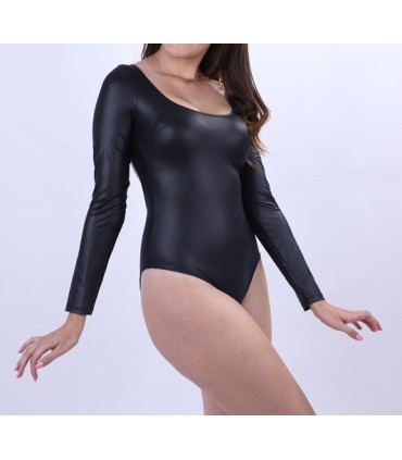 Maillot fantaisie avec manche- Noir glacé