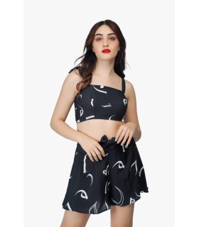 Top + short Calligraphie - noir  - Beachwear