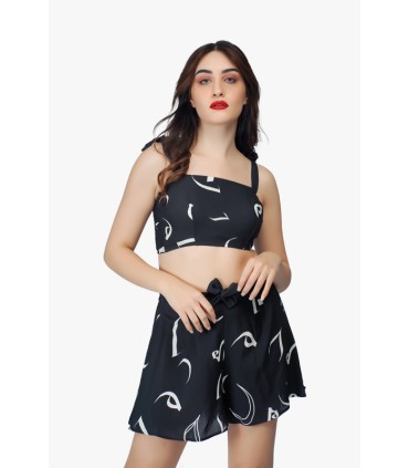 Top + short Calligraphie - noir  - Beachwear