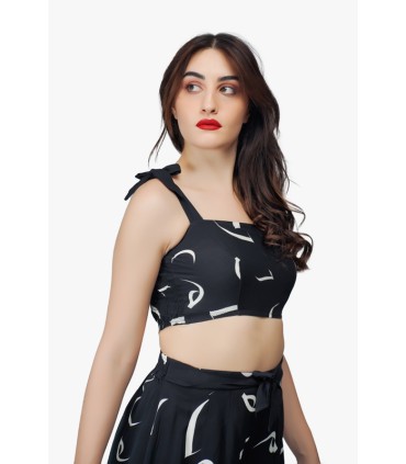 Top + short Calligraphie - noir  - Beachwear