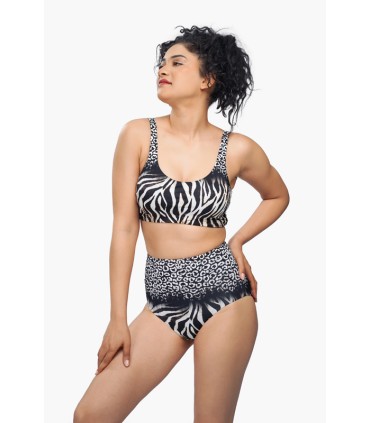 Bas bikini -Slip taille haute - zèbre