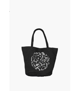 Sac de plage - noir calligraphie