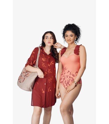 Sac spacieux - burned calligraphie