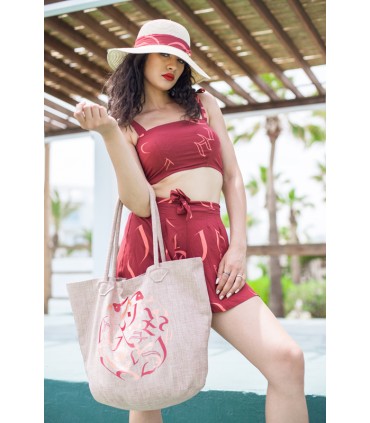 Sac spacieux - burned calligraphie