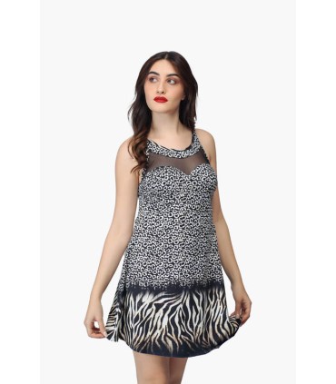 Maillot robe zèbre avec tulle