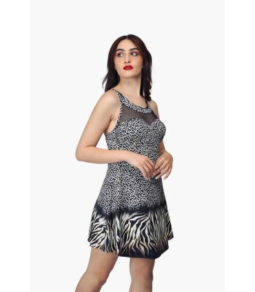 Maillot robe zèbre avec tulle