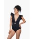 Trikini noir V volant