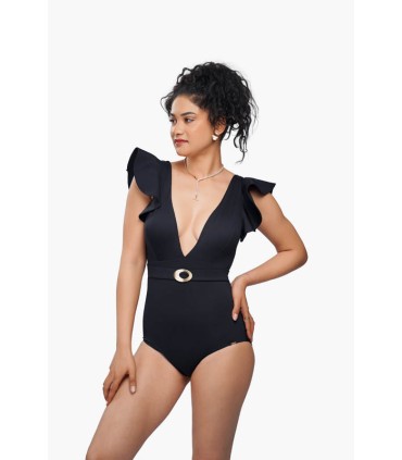 Trikini noir V volant