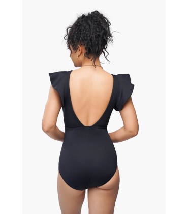 Trikini noir V volant