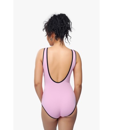 maillot natation avec zip -rose macaron-