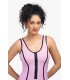 maillot natation avec zip -rose macaron-