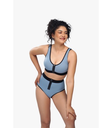 BIKINI natation avec zip - bleu patagonia-