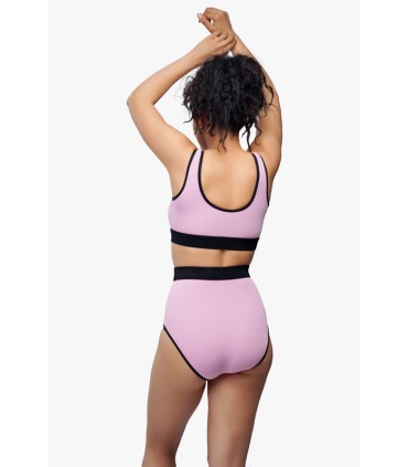 BIKINI natation avec zip -rose macaron-