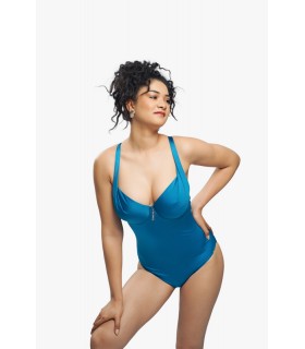 Maillot Push up -bonnet C- bleu fondale