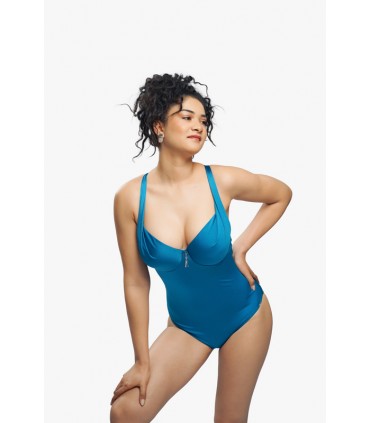 Maillot Push up -bonnet C- bleu fondale
