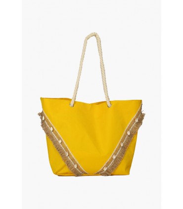 sac de plage - avec coquillage -jaune -