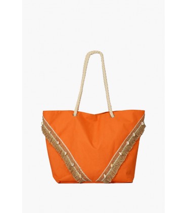 sac de plage - avec coquillage - orange -