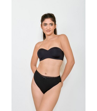 slip taille haute échancré avec galon - coton bio -