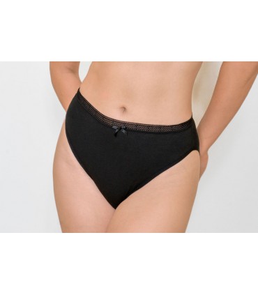 slip taille haute échancré avec galon - coton bio -