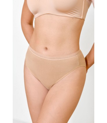slip taille haute échancré avec galon - coton bio -