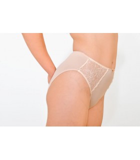 Slip taille haute échancré- rose poudré- dentelle