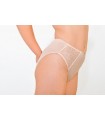 Slip taille haute échancré- rose poudré- dentelle