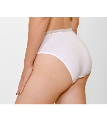 slip taille haute échancré avec galon - coton bio -