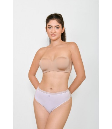 slip taille haute échancré avec galon - coton bio -