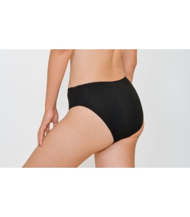 Slip taille basse avec galon devant - coton bio - noir