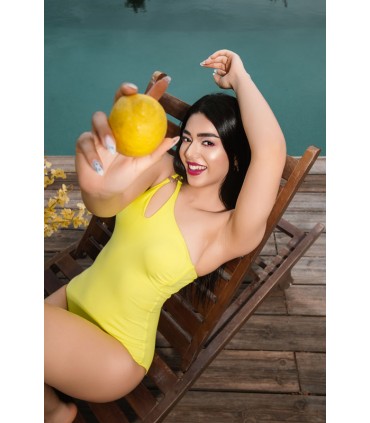 Maillot Je m'en fou uni - jaune -