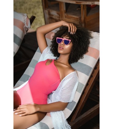 Maillot Je m'en fou uni - rose -