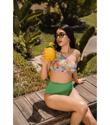 Bikini réversible - Vert floral -