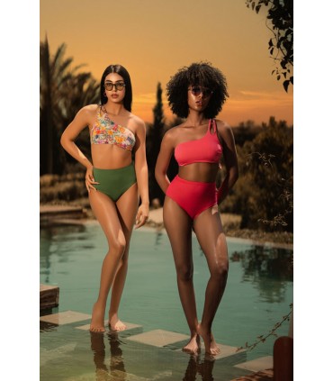 Bikini réversible - Vert floral -