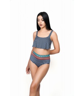 bikini volant - petit points-bleu