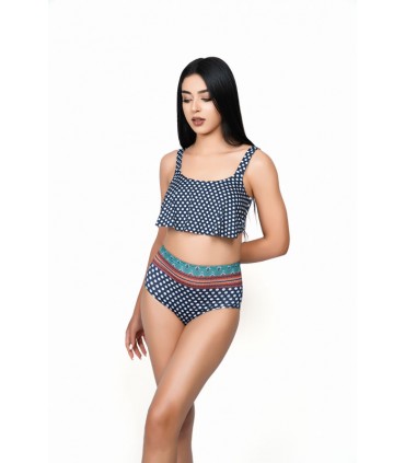 bikini volant - petit points-bleu