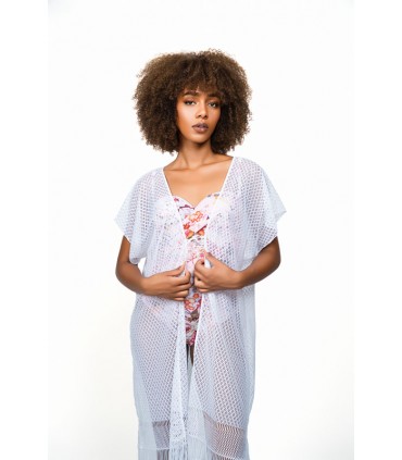 cache maillot -kimono - dentelle - blanc