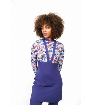 Maillot femme voilée-tresse violet