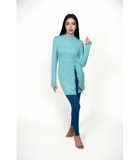 Robe maillot avec œillet - terme et uni bleu