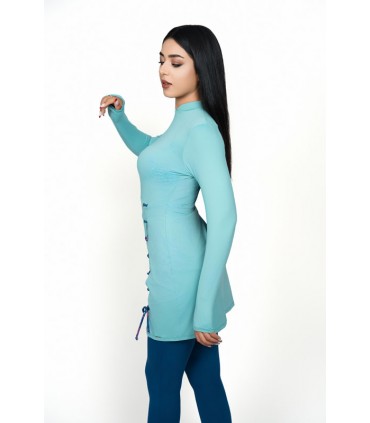 Robe maillot avec œillet - terme et uni bleu