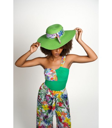 pantalon large - viscose- hibiscus