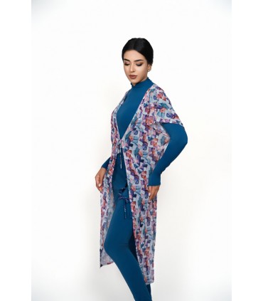 Robe maillot avec œillet -bleu