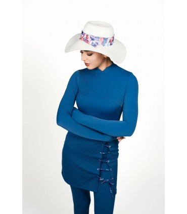 Robe maillot avec œillet -bleu