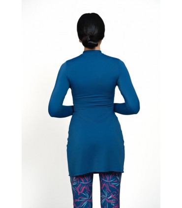 ROBE MAILLOT AVEC ŒILLET -bleu- PANTALON IMPRIMÉ -