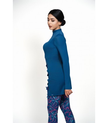 ROBE MAILLOT AVEC ŒILLET -bleu- PANTALON IMPRIMÉ -