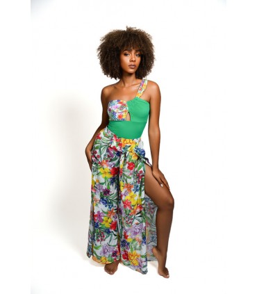 pantalon large - viscose- hibiscus