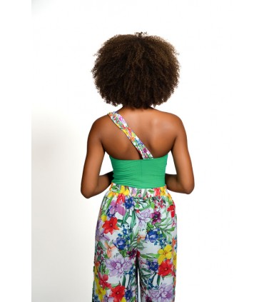 pantalon large - viscose- hibiscus