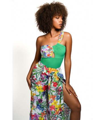 pantalon large - viscose- hibiscus