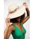 Chapeau écru - serre tète  - hibiscus