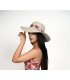 Chapeau écru - petit papillon  - palmier