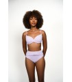 Bikini taille haute - piquet rose -